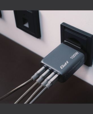 32202 100 Watts 4-Port GaN Wall Charger - Black/Gray