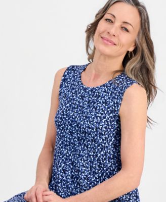 Petite Printed Knit Sleeveless Flip Flop Dress