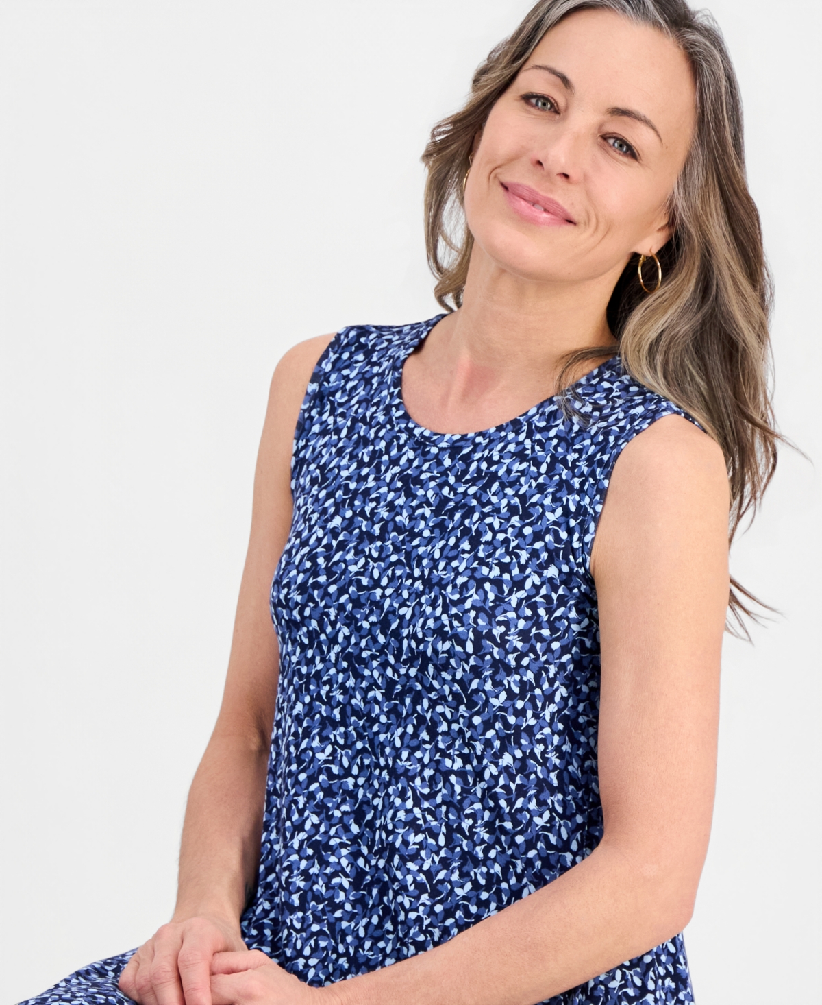 Style & Co Petite Printed Knit Sleeveless Flip Flop Dress, Macy's Exclusive