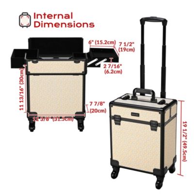 2-Piece Makeup Train Case Cosmetic Organizer Kit Art Deco Pastel