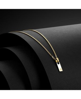 Men's Initial Tag Necklace - Gold with Micro Cuban Chain