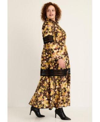 Women's June + Vie Lace-Panelled Midi Shirt Dress