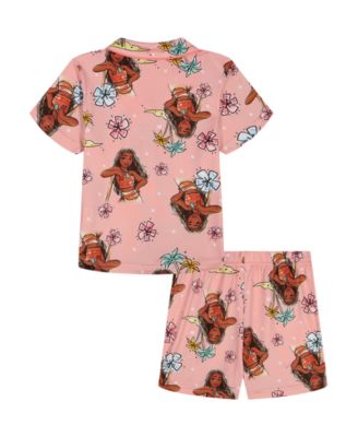 Girls' 4-10 Tropical Print Top and Shorts, 2-Piece Pajama Set