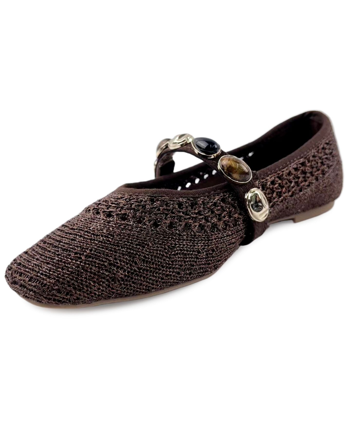 Женские балетки Kenneth Cole New York Zeta Stones Mary Jane Ballet Flats, цвет: Тёмно-коричневый вязаный — фото 6