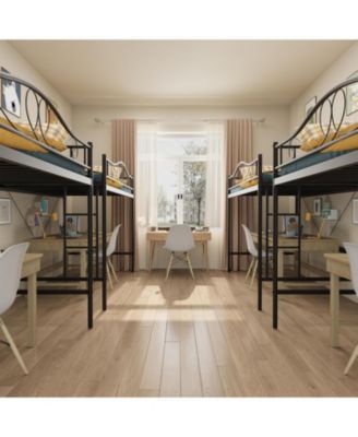 Twin Loft Bed with Adjustable Ladder & Safety Rail, Heavy-Duty Metal Frame, 400 lb Capacity, Space-Saving, Noise-Free, Black