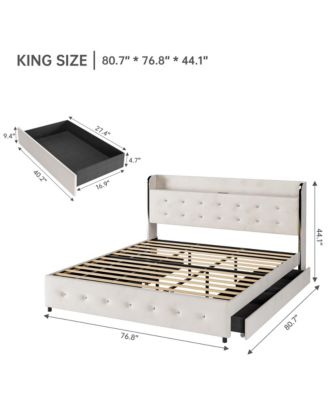 Upholstered Platform Bed Frame with Trundle - King