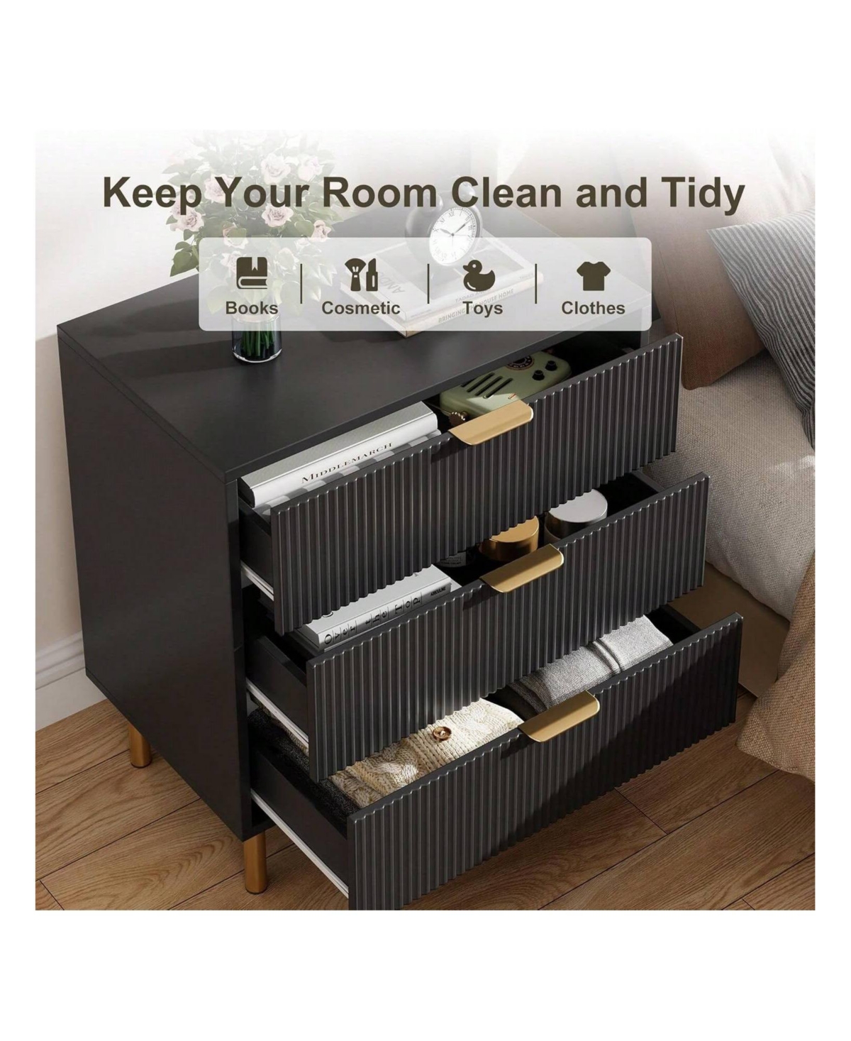 gaomon 3-Drawer Wood Dresser Chest