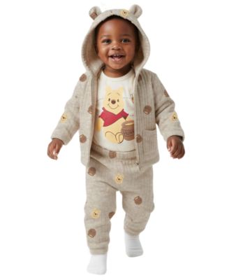 Baby Boys' Pooh Jacket, Bodysuit & Pants, 3-Piece Set
