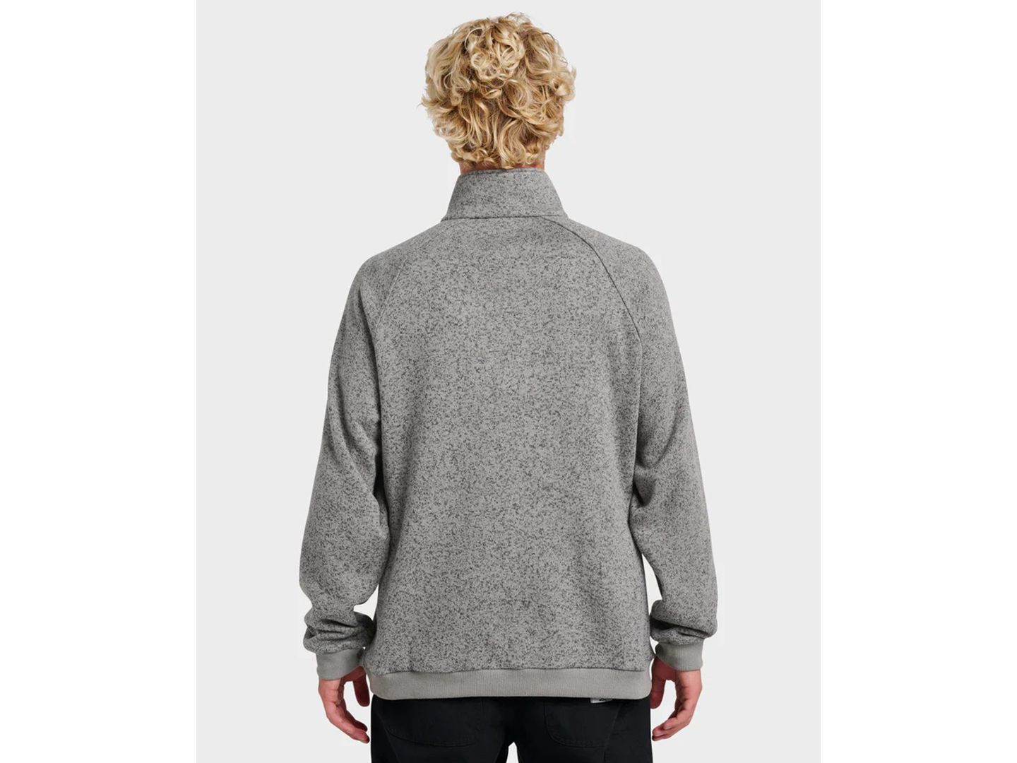 Мужской свитшот Quiksilver Keller с воротником-стойкой и молнией на полвысоты, цвет: Серый меланжевый — фото 3