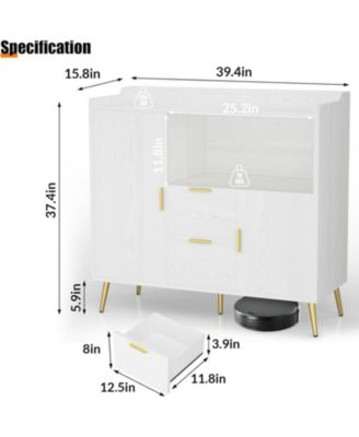40" Buffet Sideboard with Storage, Kitchen Storage Cabinet, Microwave Cabinet, Coffee Bar Cabinet with 2 Drawers and 2 Doors for Kitchen