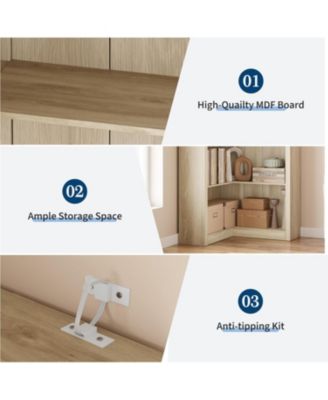 Corner Bookshelf, 71.8 in Corner Bookcase, L-Shaped Bookshelf Farmhouse Bookcase, 5 Tier Display Shelf Heavy Duty Bookcases