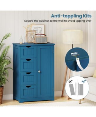 Freestanding Indoor Wood Storage Cabinet with 4 Drawers