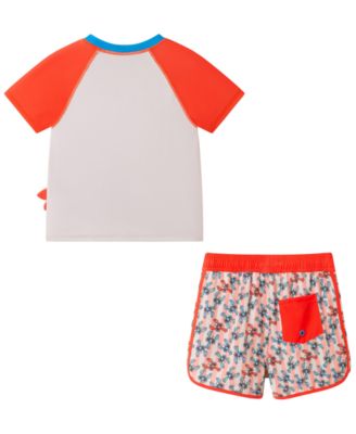 Boys' 2T-5 Crewneck Rash Guard and Printed Shorts, 2-Piece Set
