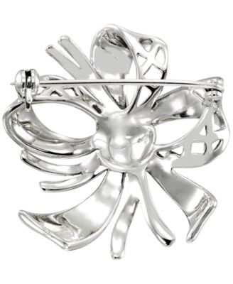 Marcasite (0.34 ct. t.w.) Bow Brooch Pin in Sterling Silver