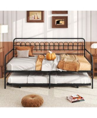 Twin Metal Daybed with Curved Backrest and Armrests - 41