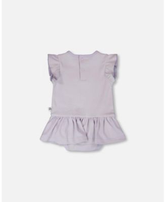 Baby Girl Cotton Rib Jersey Romper with Frill Lilac - Baby