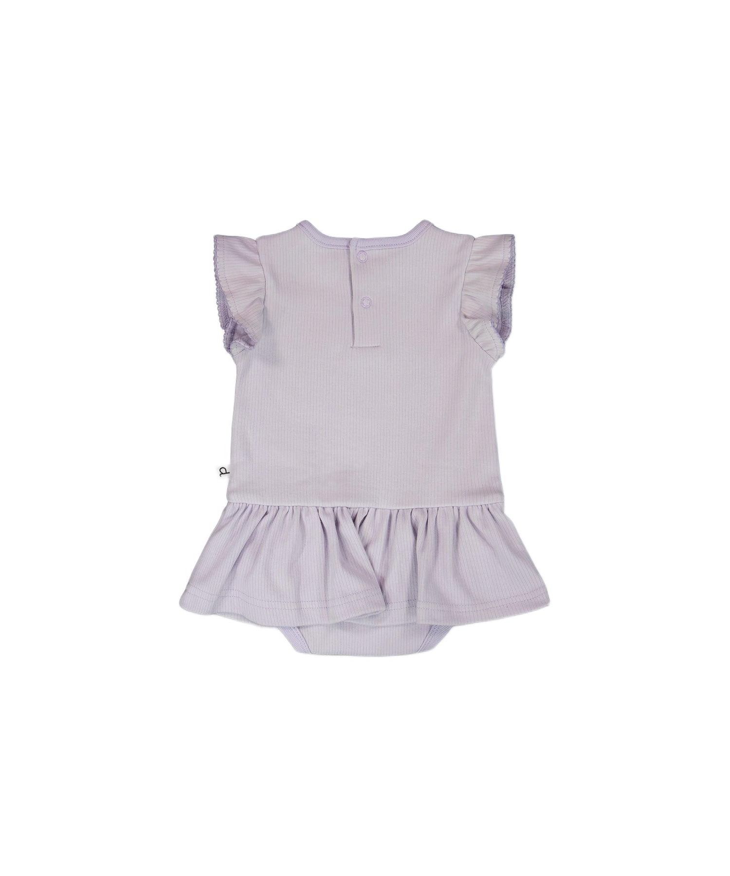Baby Girl Cotton Rib Jersey Romper with Frill Lilac - Baby
