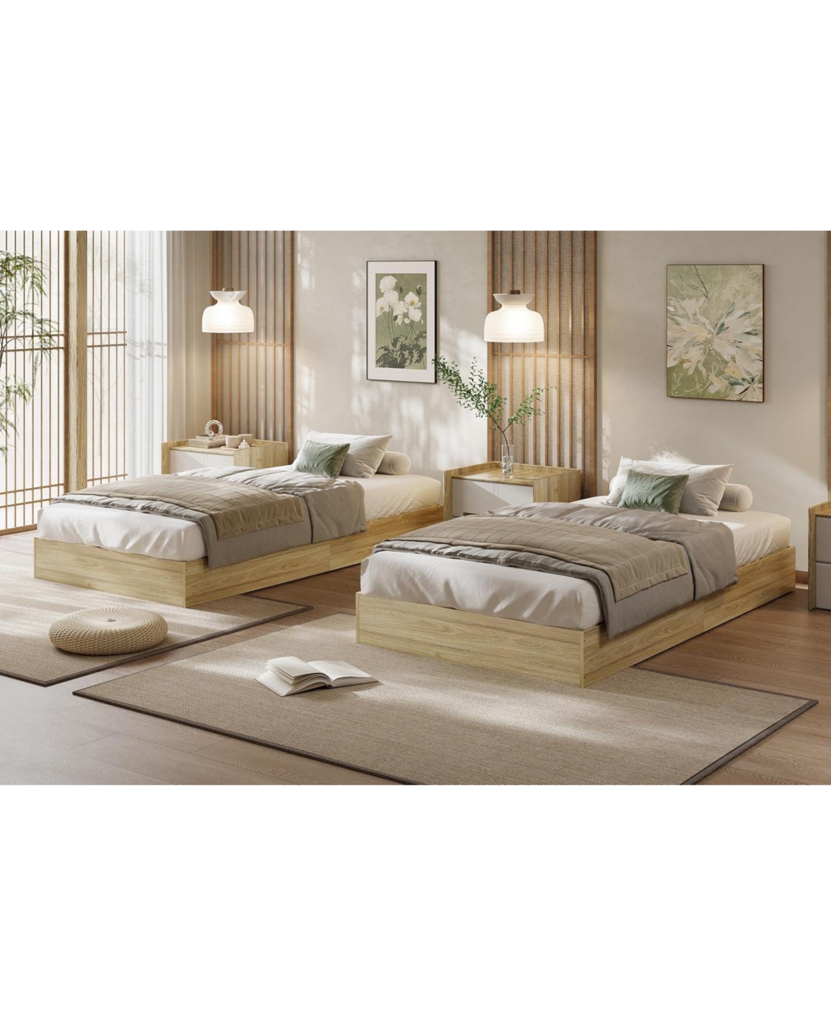 gaomon Queen Wood Platform Bed Frame, Wooden Frame Without Headboard, Slat Support, Easy Assembly, Pine