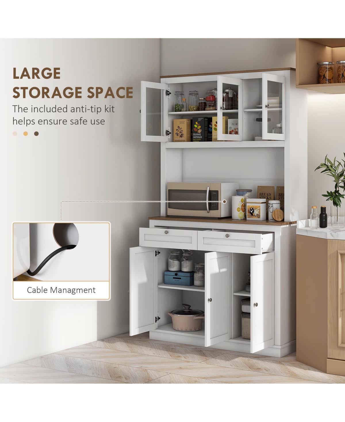 Homcom 71" Tall Kitchen Pantry Storage Cabinet with Microwave Sd,