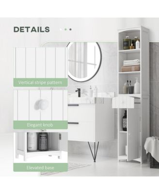 67" Freestanding Tall Linen Tower Bathroom Storage Cabinet with 3-Tier Shelf