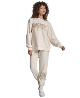 Women's Graffiti Rhinestone Logo Blouson-Sleeve Drop-Shoulder Sweatshirt