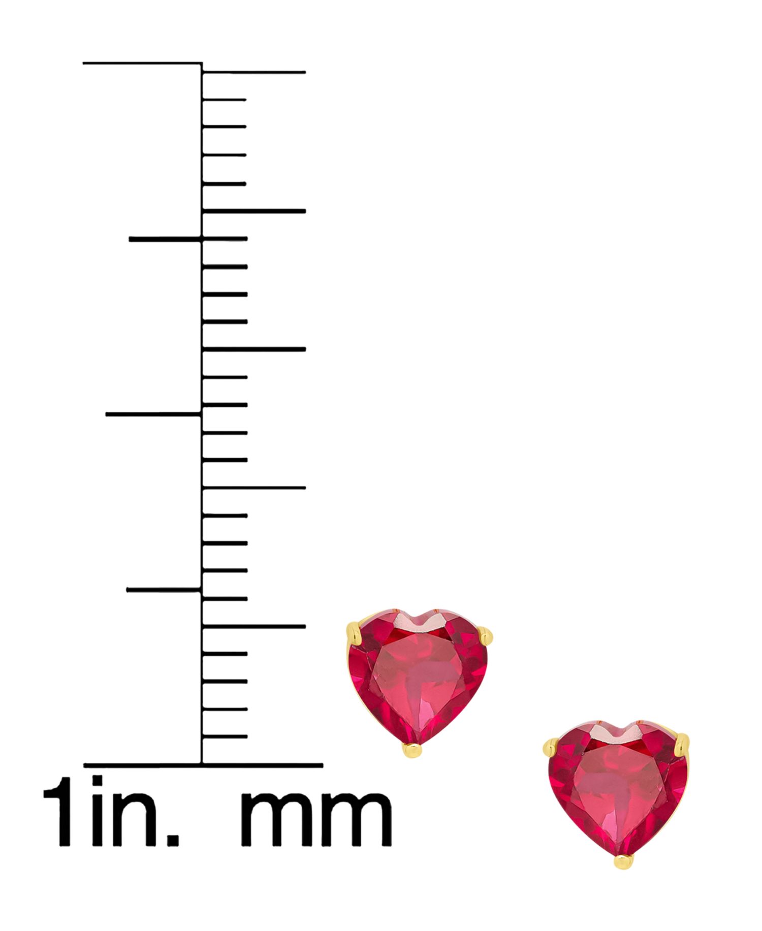 2-Piece Lab Grown Ruby (3.20 ct. t.w.) & Lab Grown White Sapphire (0.24 ct. t.w.) Heart Stud Earrings Set in 14k Gold Over Sterling Silver