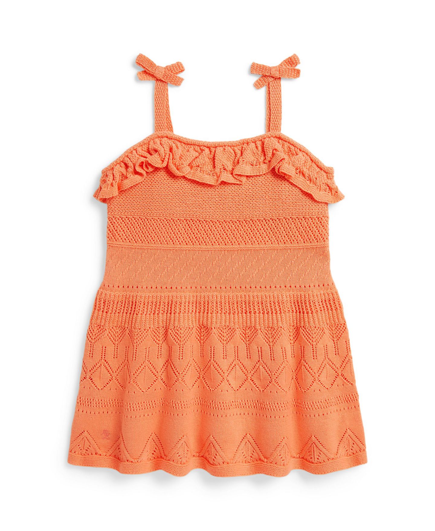 Платье Polo Ralph Lauren Pointelle Cotton Sweater Dress для девочек-малышей, цвет: Оранжевый — фото 1