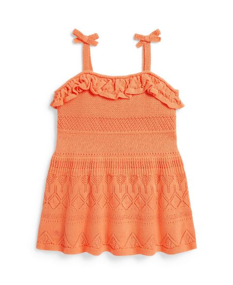 Платье Polo Ralph Lauren Pointelle Cotton Sweater Dress для девочек-малышей, цвет: Оранжевый