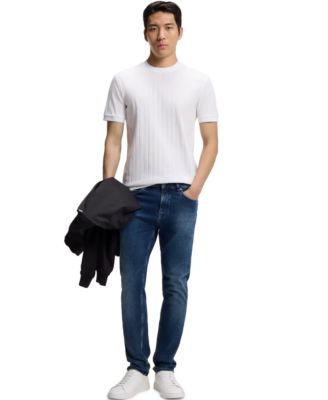 Men's Mercerised-Cotton Structured Stripes T-Shirt