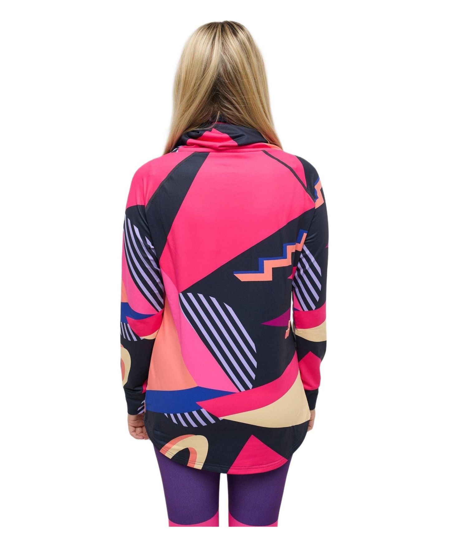 Женский топ OOSC High Neck Baselayer Top Hotstepper, цвет: Colorful Geometric Pattern — фото 3