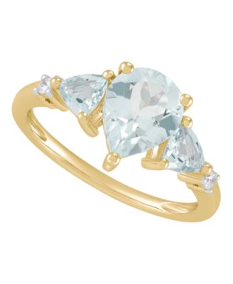 Aquamarine (1-9/10 ct. t.w.) and Diamond Accent Ring in 14k Yellow Gold