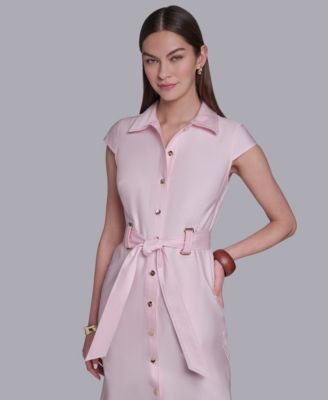 Women's Cap-Sleeve Collared Shirt Dress