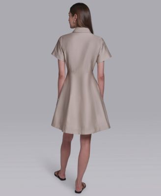 Women's Short-Sleeve Collared Shirt Dress