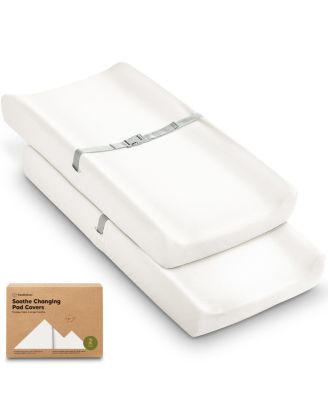 2pk Soothe Changing Pad Covers for Girl, Boy, Soft Cotton Contoured Diaper Changing Table Pad Covers