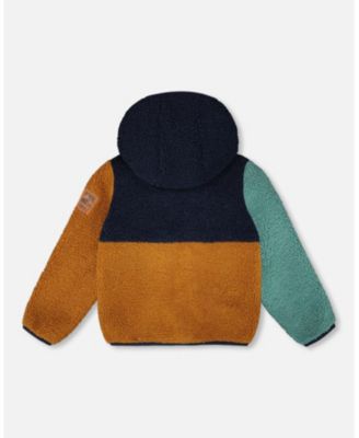 Baby Boys Sherpa Jacket Navy Colorblock