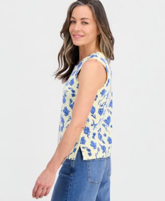 Petite Poetic Floral Feminine Tank Sweater
