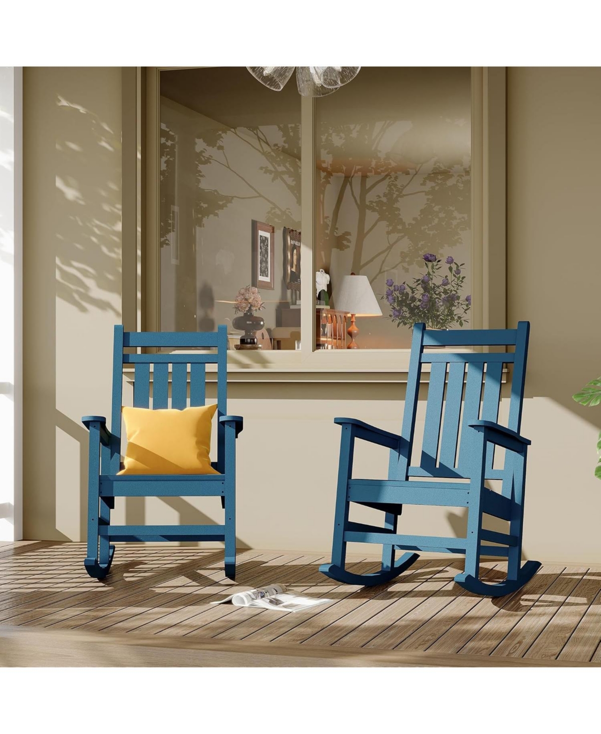 Gaomon All-Weather Outdoor Rocker - High Back Wide Seat 350LBS, 304 Stainless Steel Hardware, 80% Pre-Assembled Porch