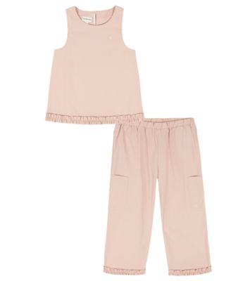 Girls' Toddler 2T-4T Sleeveless Top and Ruffle-Trim Pants, 2-Piece Set