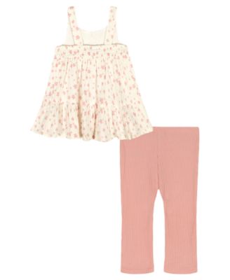 Girls' 4-6X Floral Gauze Tunic and Capri Leggings, 2-Piece Set