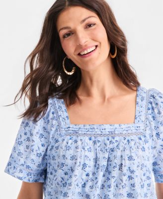 Women's Printed Square-Neck Midi Dress