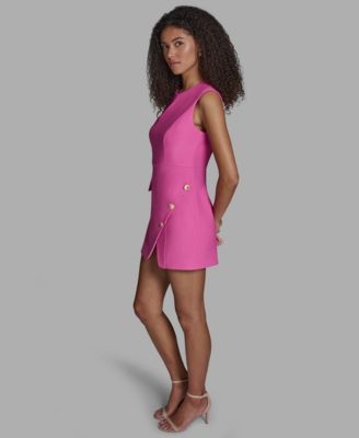 Women's Crew Neck Twill Asymmetrical Sheath Dress