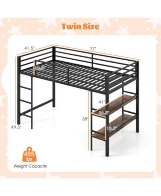 Twin Low Loft Bed with Ladder and Shelf Storage for Kids - 41