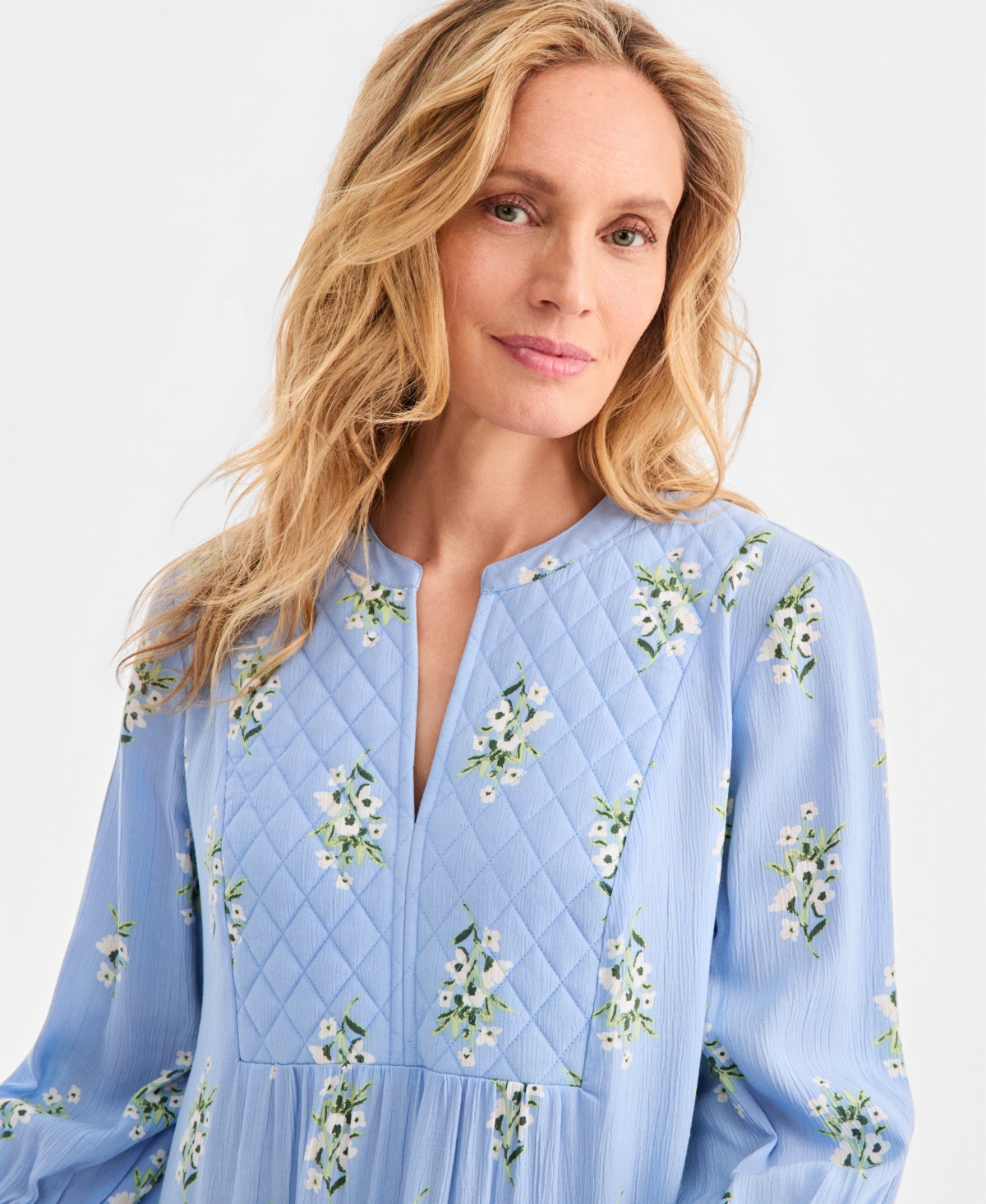 Style & Co Women's Printed Quilted 3/4-Sleeve Dress, Macy's Exclusive
