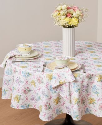 Bouquet Ribbon Round Tablecloth, 70"