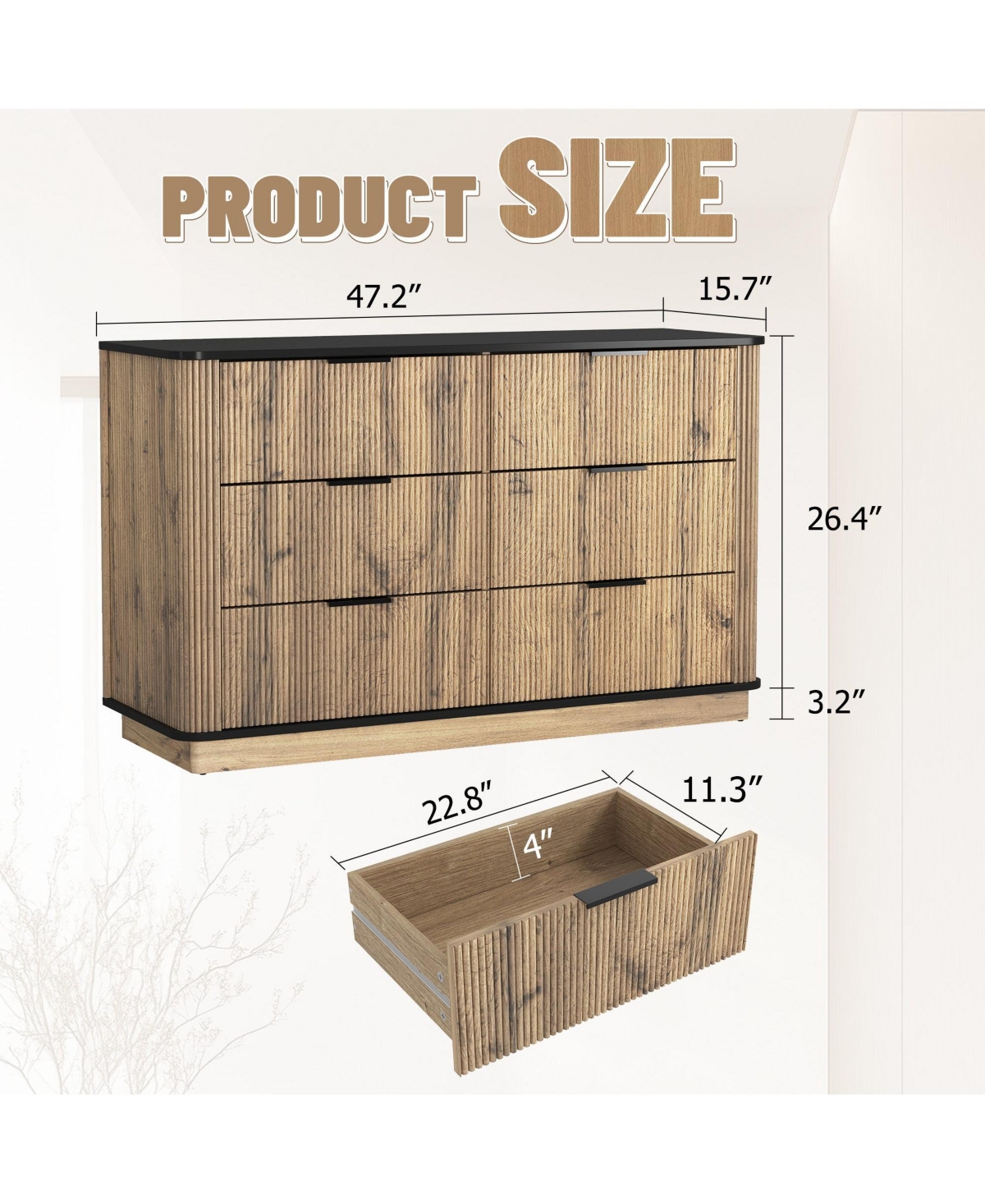 Boyel Living Modern Multi-Functional Six-Drawer Mdf Cabinet