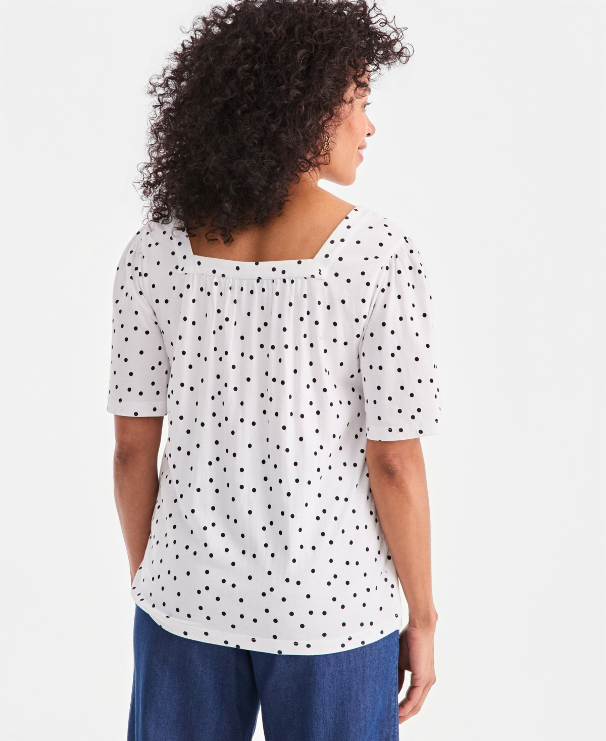 Style & Co Women's Printed Square-Neck Flutter-Sleeve Top, Macy's Exclusive