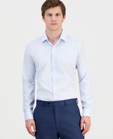 Мужская рубашка Dylan Park Slim-Fit Performance Four-Way Stretch Dress Shirt, цвет: Синий