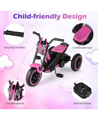 Kids Tricycle 3-Wheel Toddler Bike with Foot Pedals Forward Backward-Pink