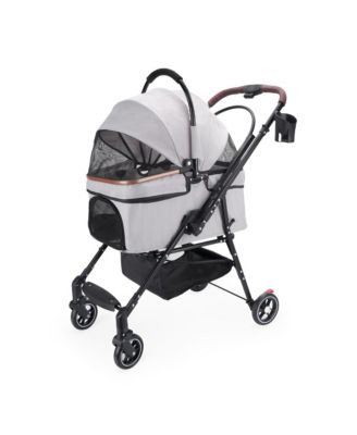 All-Terrain Pet Stroller with 360° Rotating Wheels & Detachable Carrier, 4-Wheel Foldable Travel System with Storage Bag