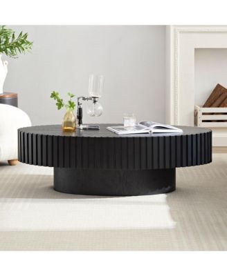 Modern Handcraft Drum Coffee Table - 43.7-Inch Oval Small Coffee Table